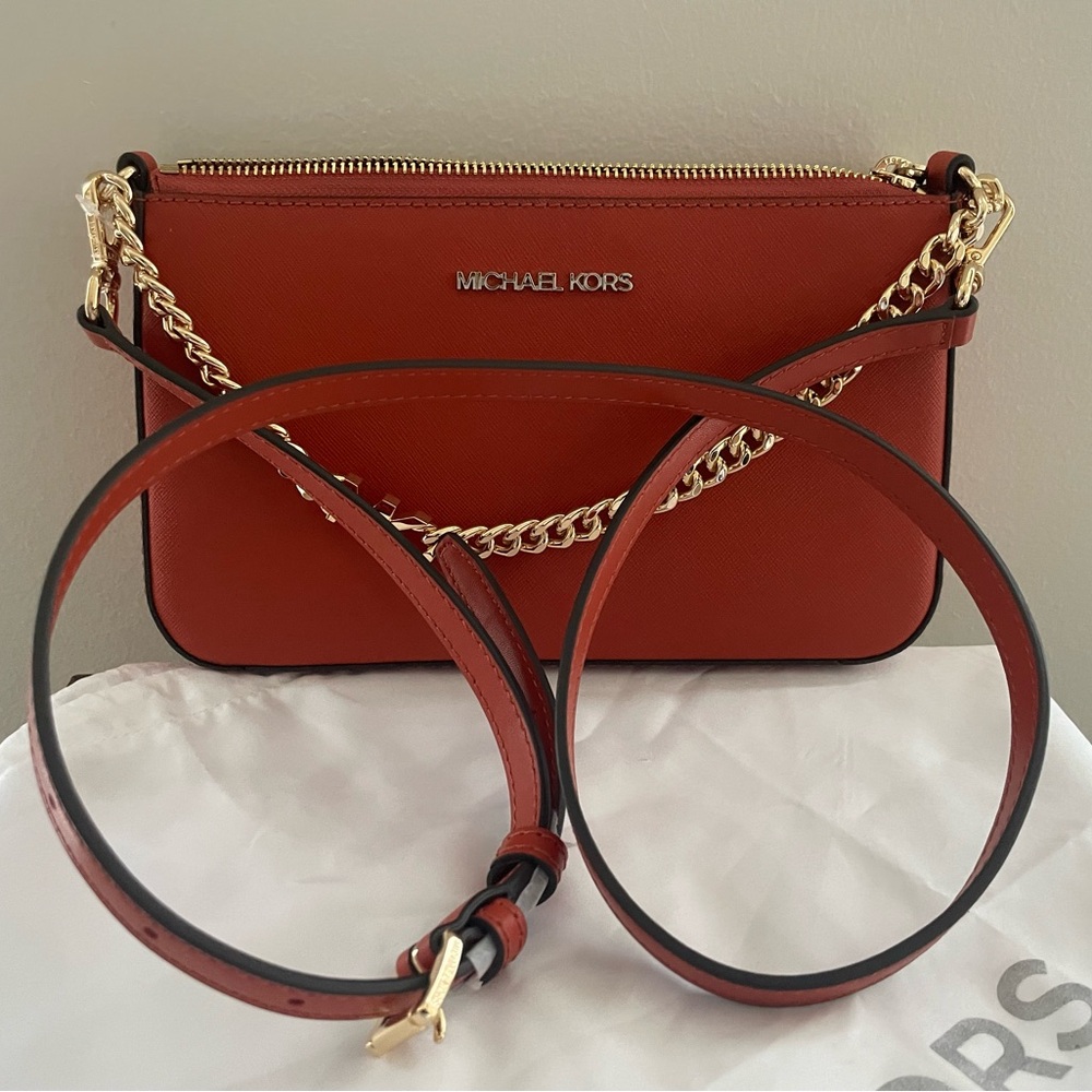 Michael Kors Red Crossbody Bag with Gold Hardware